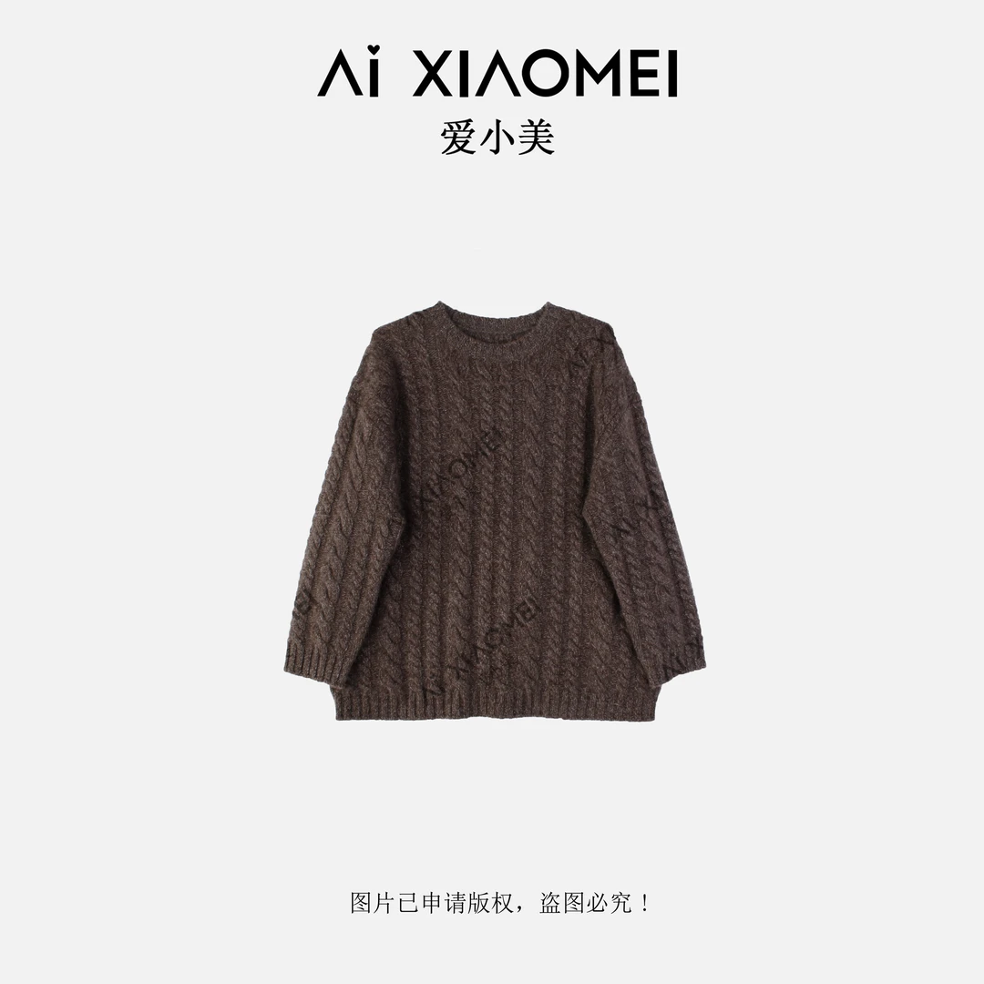 高品质绞花圆领T级100山羊绒麻花套头秋冬针织上衣YR08-1665