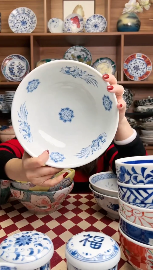 【闪购商品】瓷片吉祥凤凰 20cm拉面碗