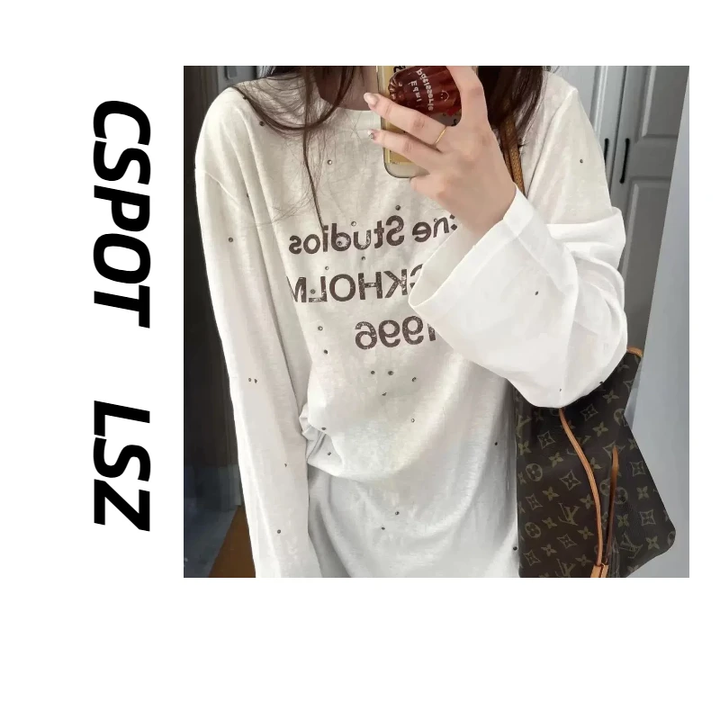 CSPOT AC带钻喷砂做旧长袖T恤