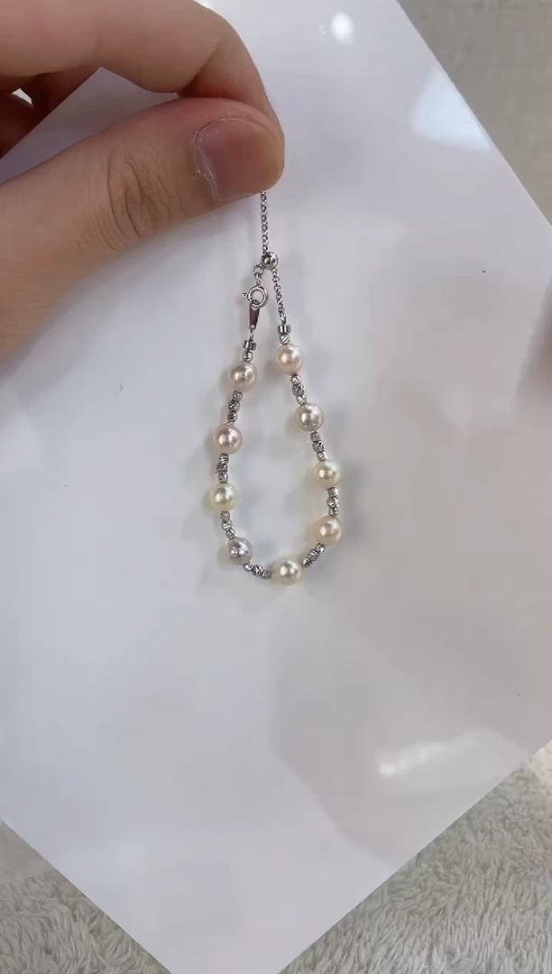银S925镶嵌海水珍珠手链