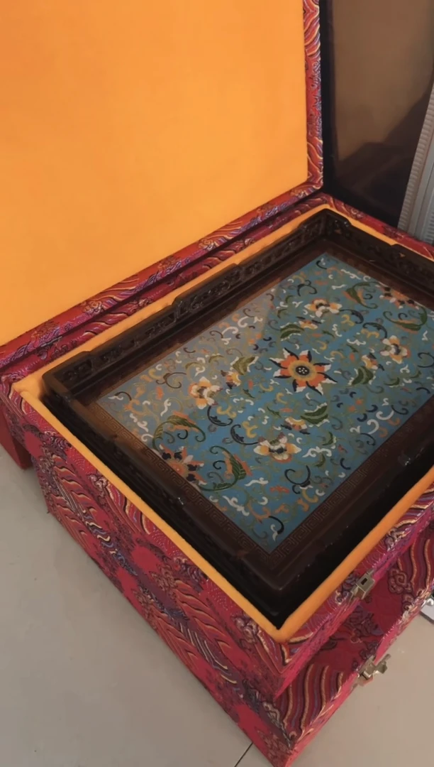 老挝大红酸枝➕景泰蓝拐子纹文盘 规格41.5+28.5+8.5