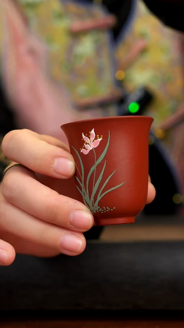 【闪购商品】紫砂茶壶红泥兰花闻香杯
