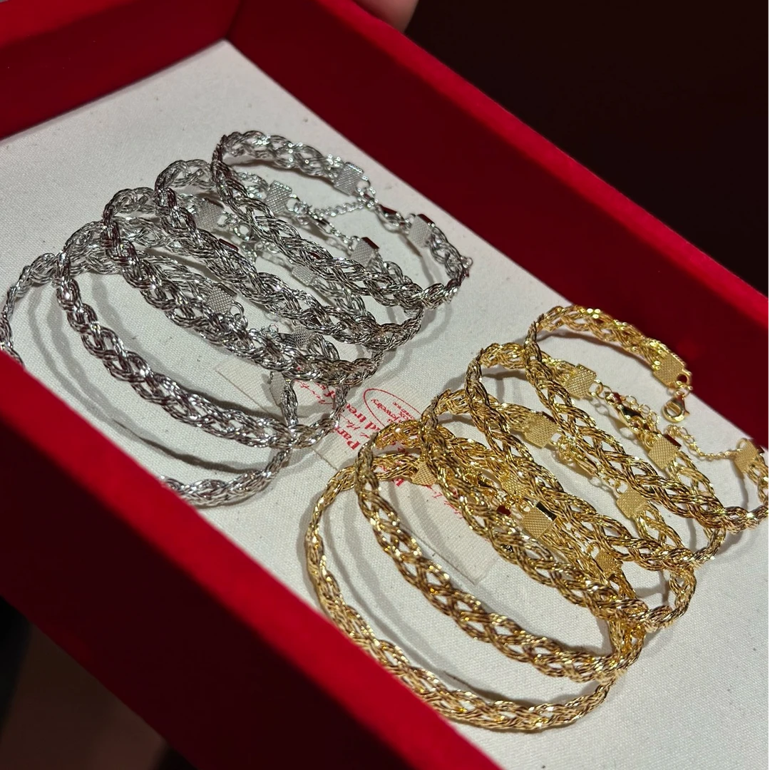 925银手镯 意大利三股麻花手镯  JB48552