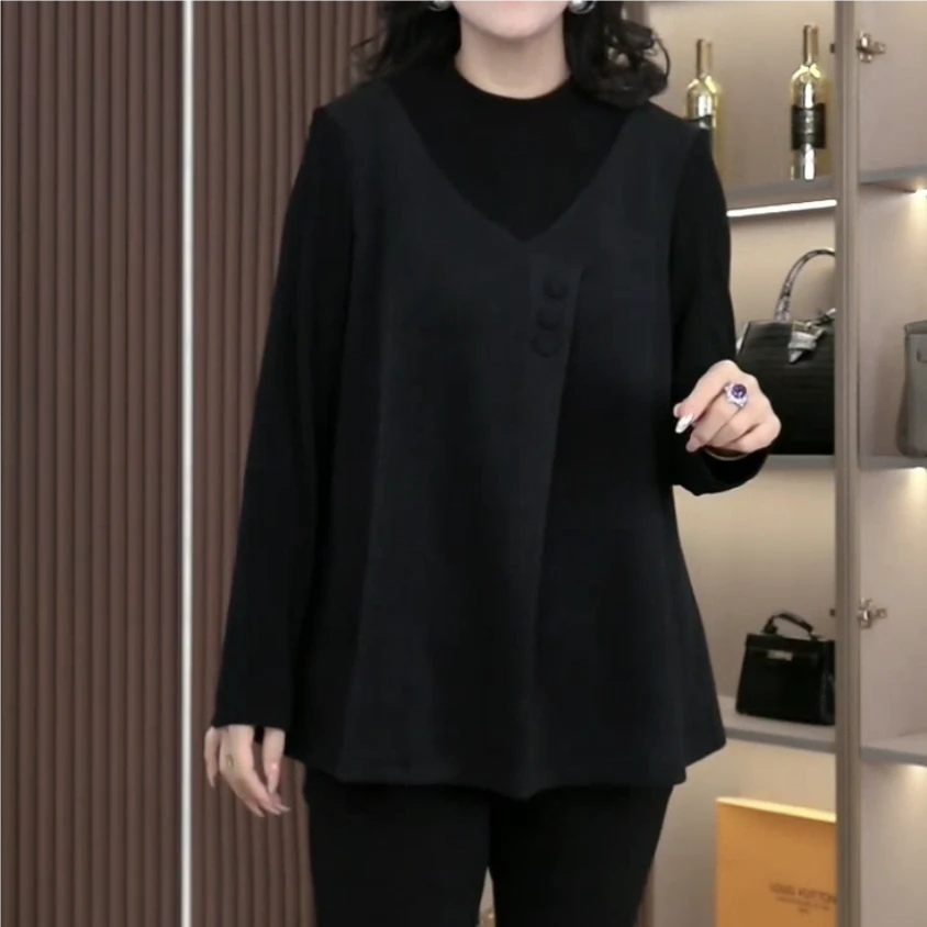 丹思慕大码女装冬季新款简约大方显瘦拼接百搭舒适上衣ZSX25A0418