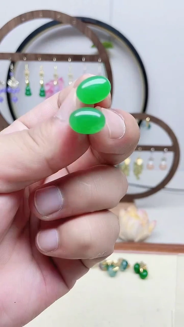 银S925镶嵌翡翠耳饰133号