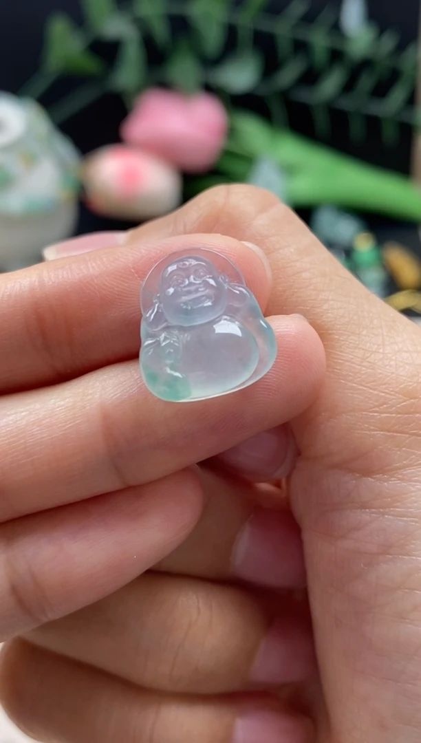 【闪购商品】翡翠颈饰未镶嵌翡翠冰飘花佛公