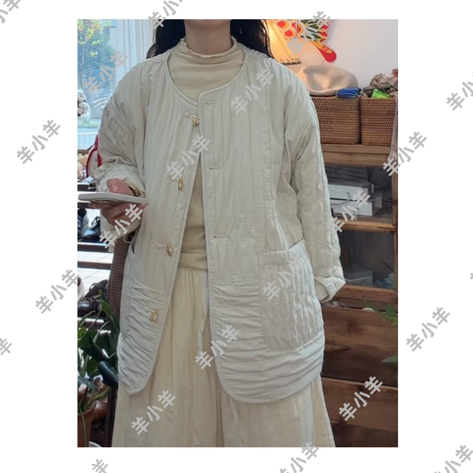 【羊小羊】354 秋冬季圆领夹棉文艺复古保暖柔软厚款外套灯芯绒棉服