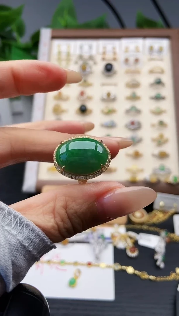 银S925镶嵌戒指翡翠12