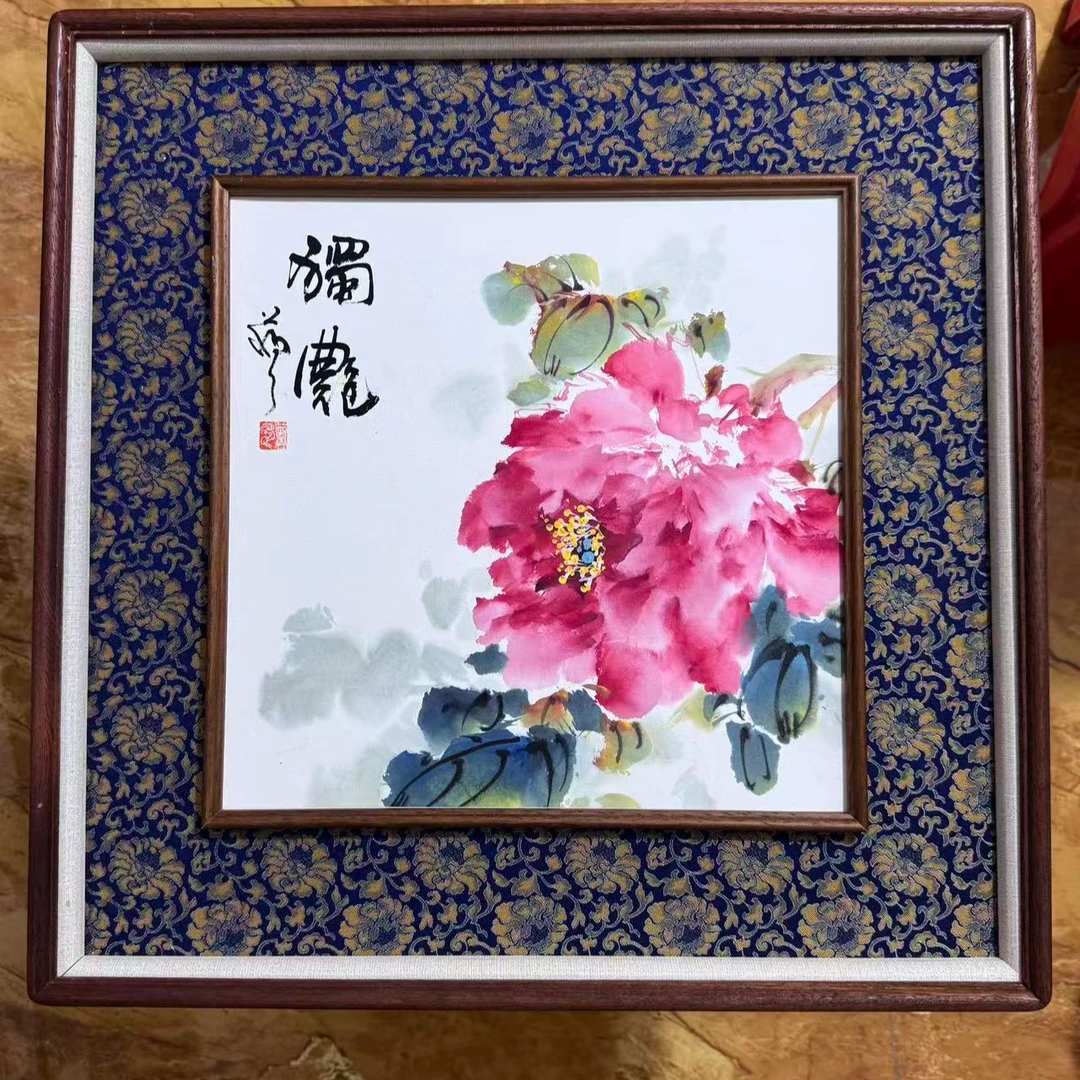 12花开富贵牡丹花自贴画客厅玄关国风竖版现代装饰