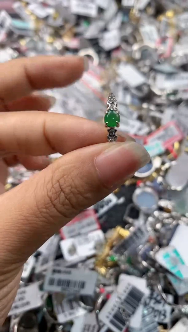 银S925镶嵌戒指翡翠444          5