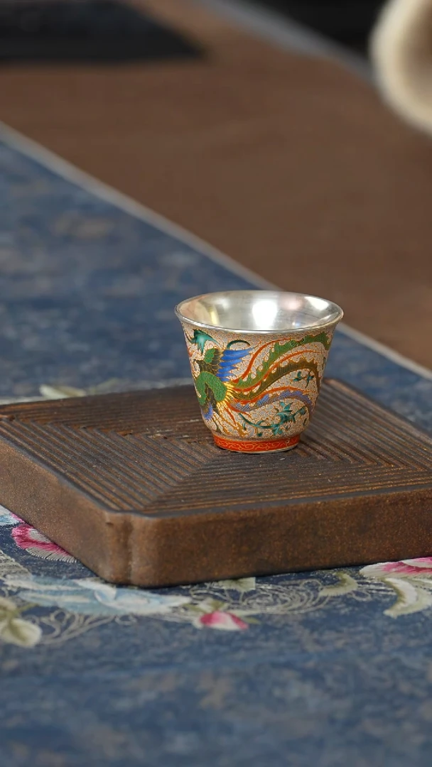 【鎏银珐琅彩牡丹凤客杯】【9西泠纸盒】