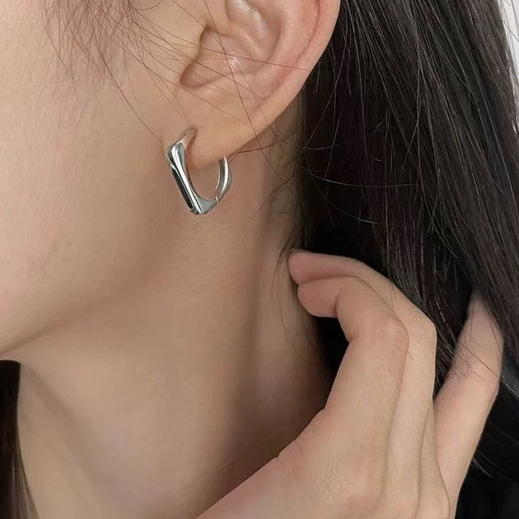 925银耳饰 方形耳扣简约气质百搭S925银SY647