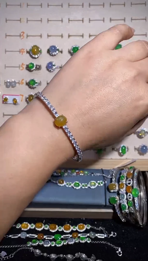 银S925镶嵌手镯翡翠手镯