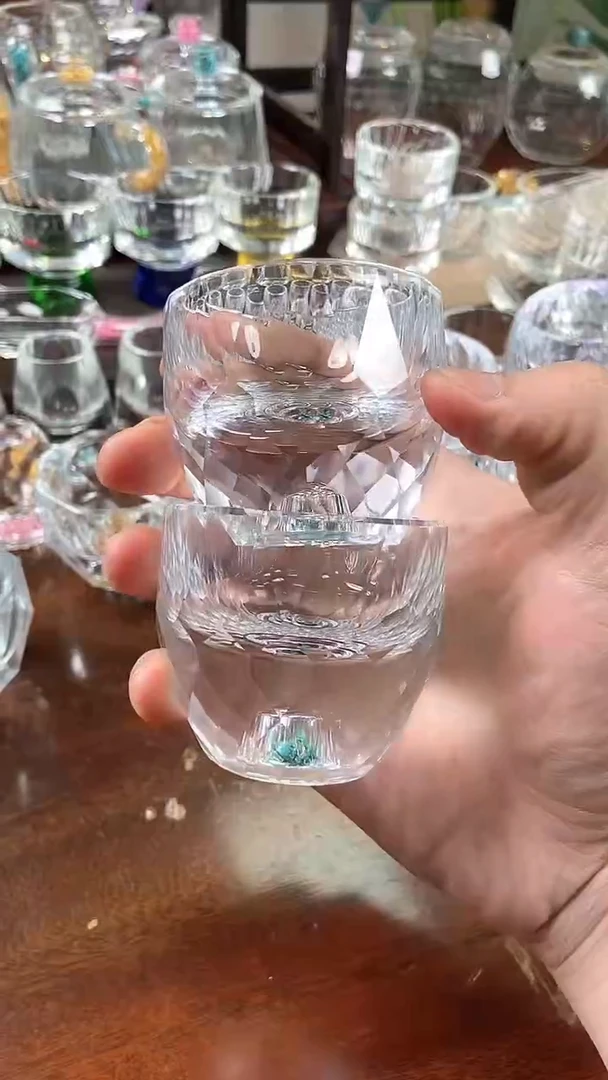 【闪购商品】玺宴新款水晶大多面茶碗绿松石2个装