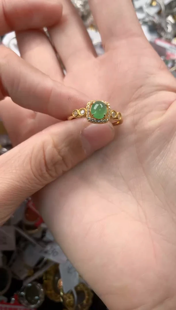 银S925镶嵌戒指翡翠6666-----9