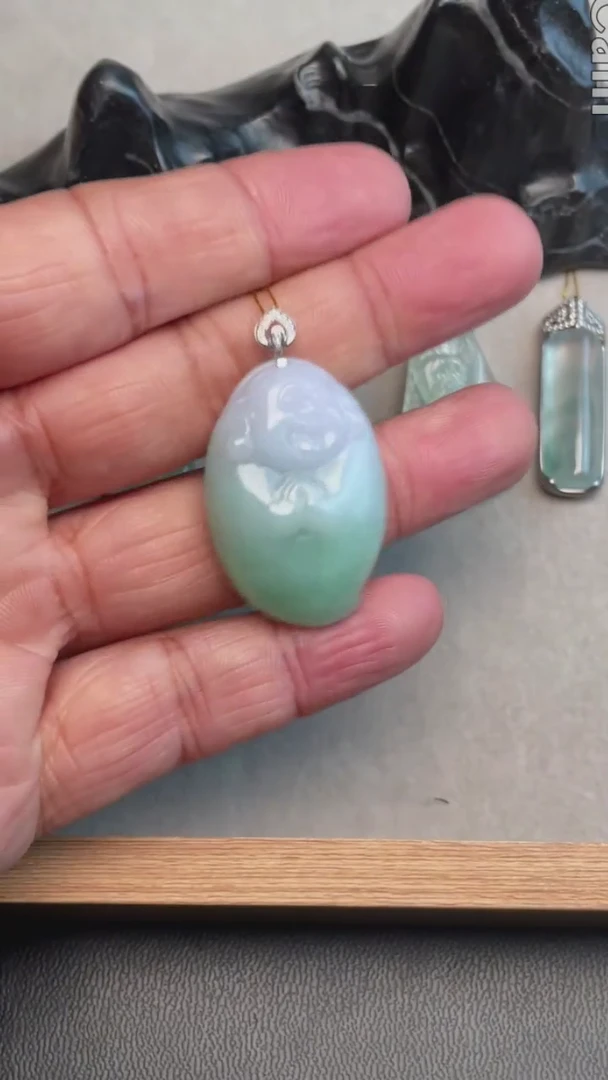 【闪购商品】翡翠吊坠(不含链)18K金镶嵌天然缅甸翡翠A货
