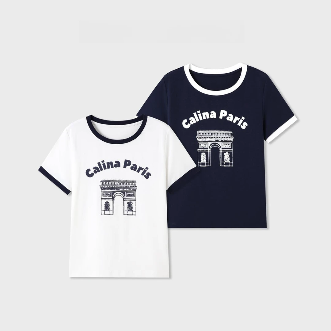 新款女士字母圆领休闲时尚短袖T恤SS23144