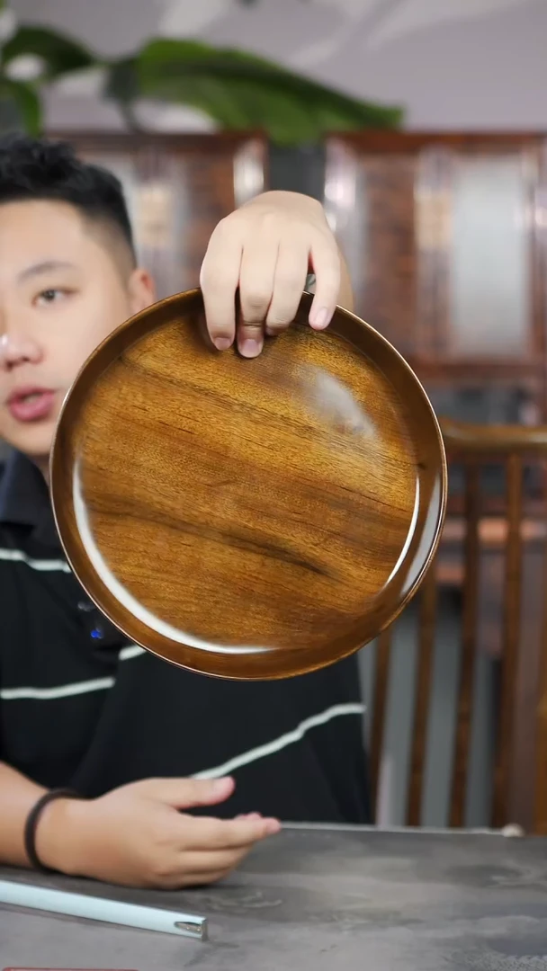 金丝楠020号阴沉满花手工大漆坚果盘25cm