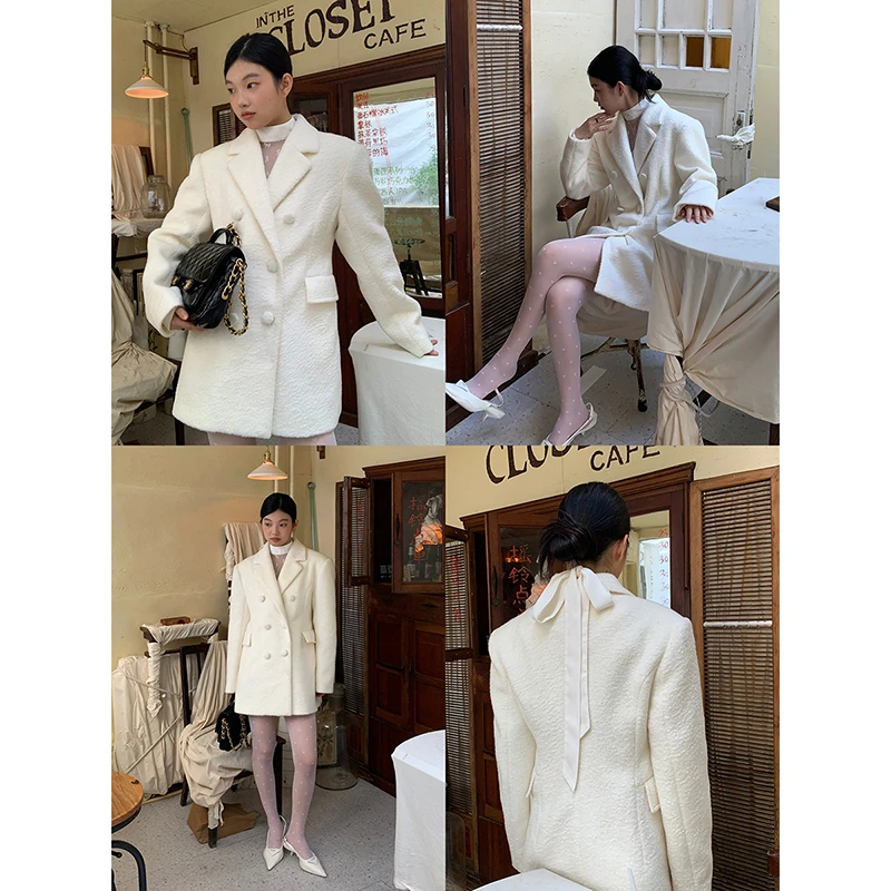 【秋秋清仓】冬季法式气质简约时尚收腰显瘦HD毛呢外套244R2933#