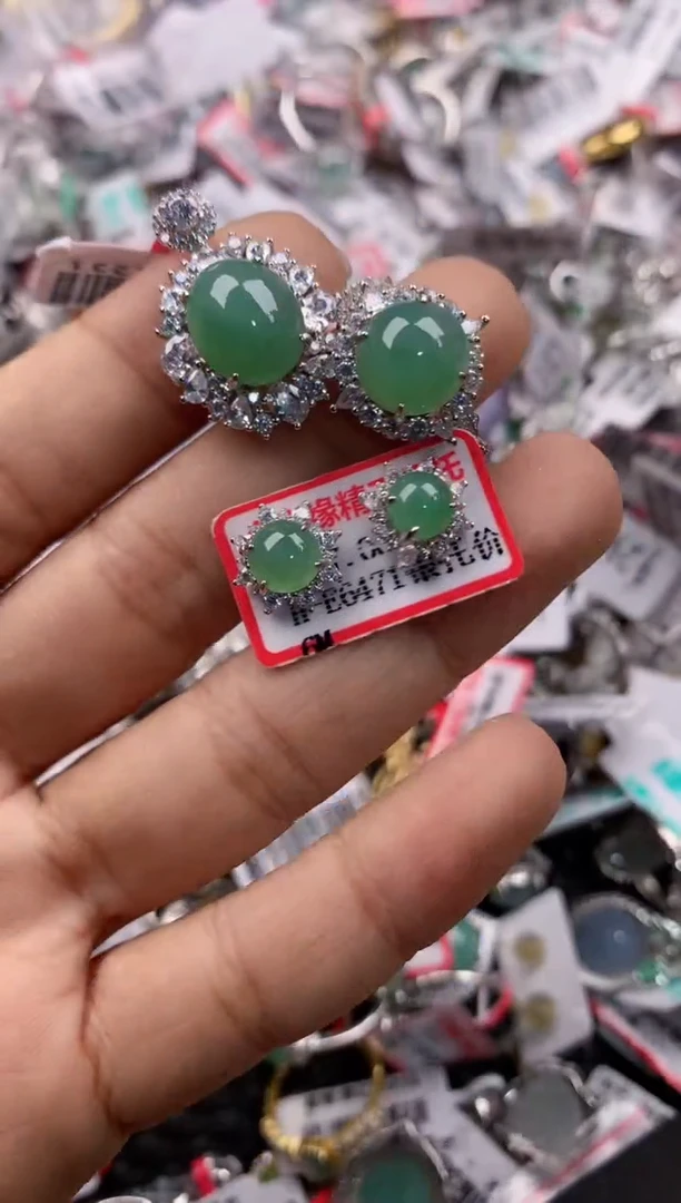银S925镶嵌戒指翡翠555      10