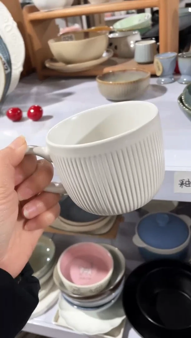 【闪购商品】碗微瑕（1件套）白色竖纹杯子