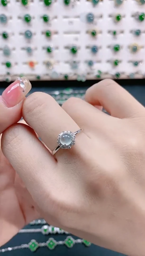 【闪购商品】翡翠戒指银S925镶嵌天然翡翠