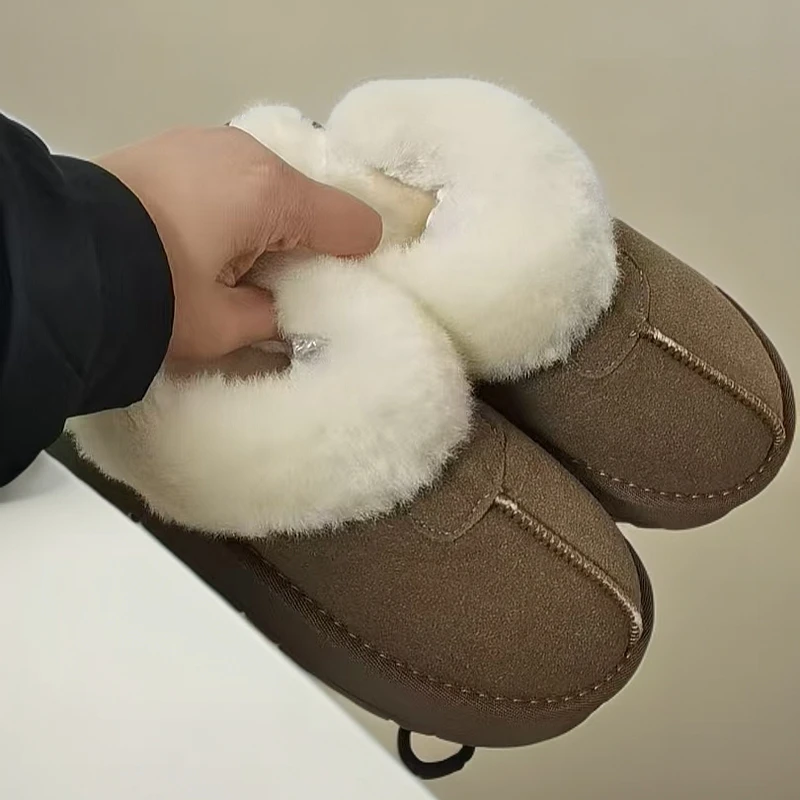 厚底毛毛拖鞋女外穿2024冬季新款勃肯加绒半拖棉鞋