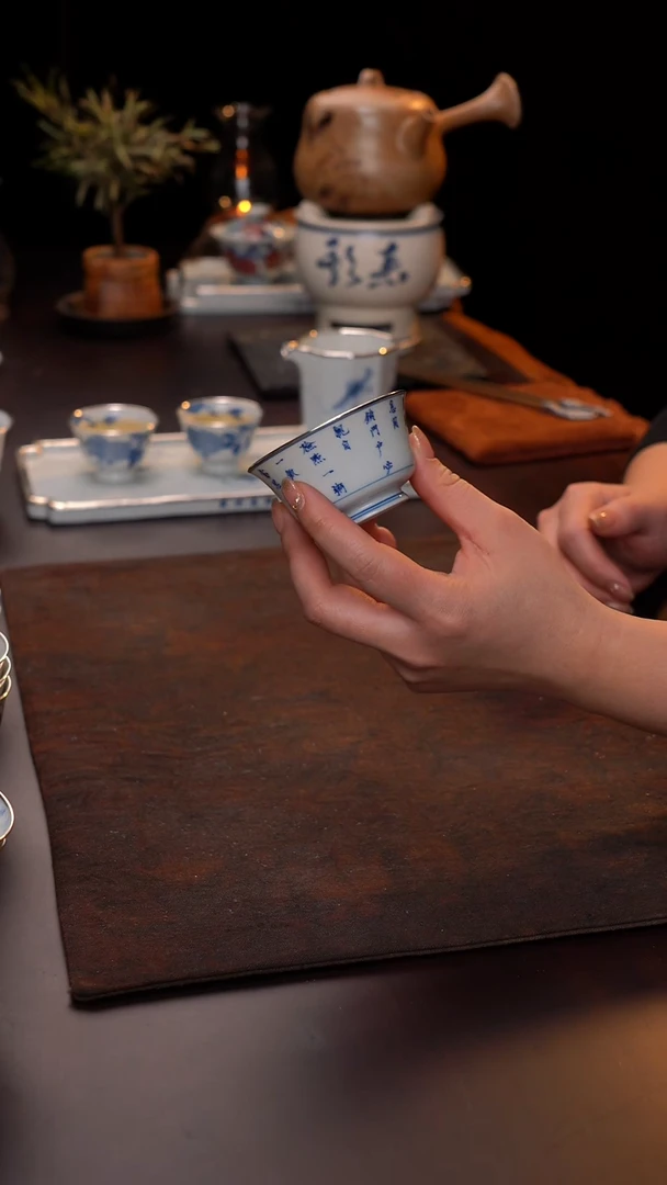 景德镇仿明青花手绘朱子家训主人杯