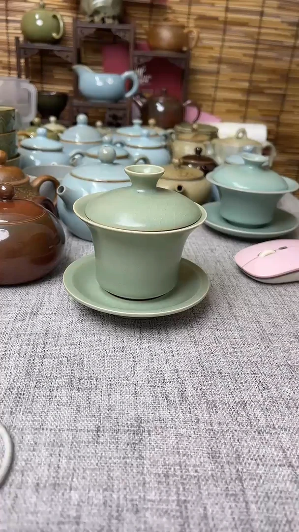 【闪购商品】瓷片原生态原矿青绿盖碗