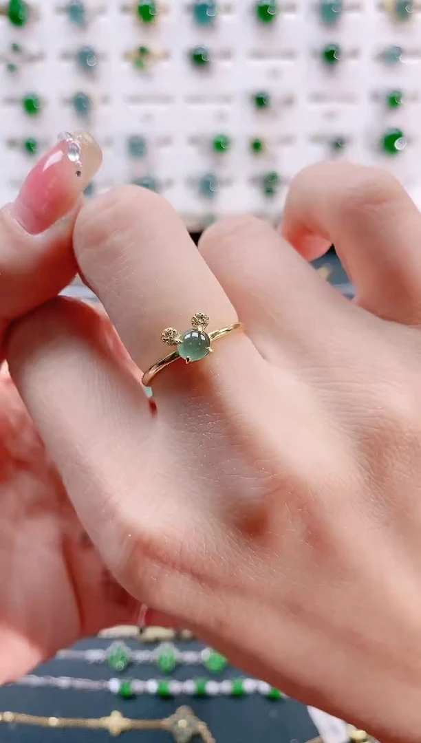 【闪购商品】翡翠戒指银S925镶嵌天然翡翠