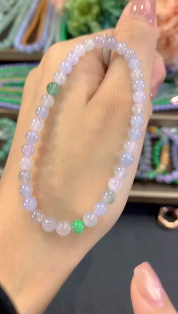 未镶嵌手串翡翠w34紫货有色差