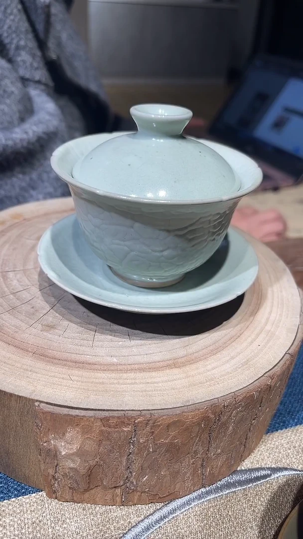 陶原生态原矿蚯蚓走泥纹盖碗微瑕养线