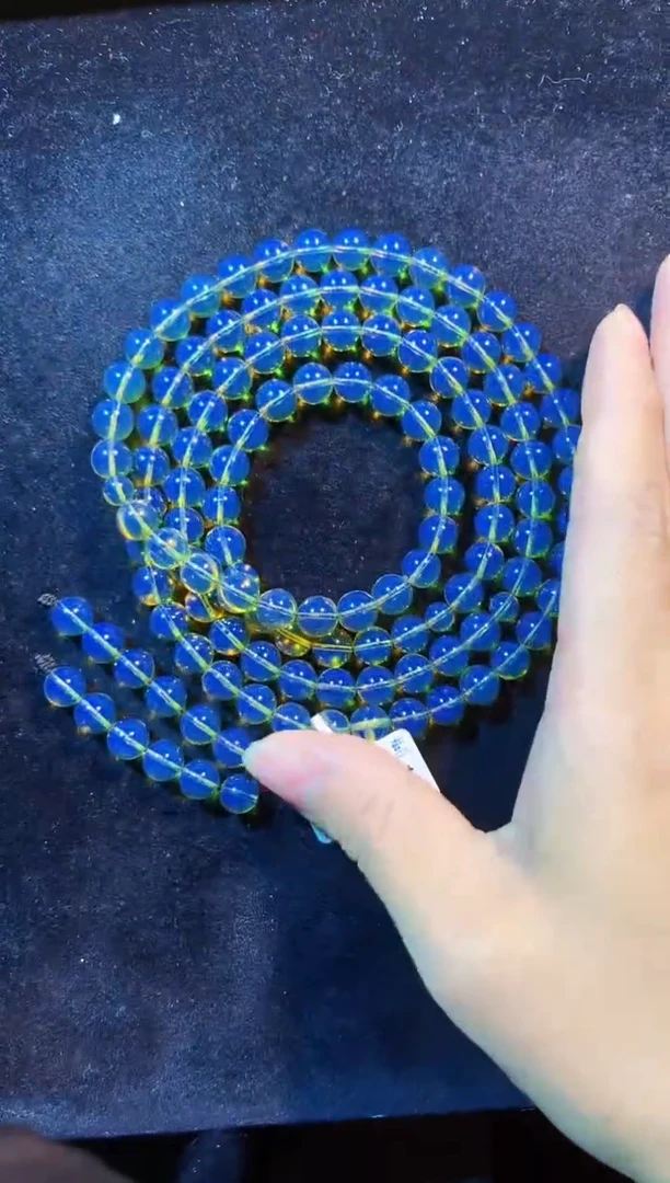 蓝珀颈饰未镶嵌8MM墨西哥天空蓝108
