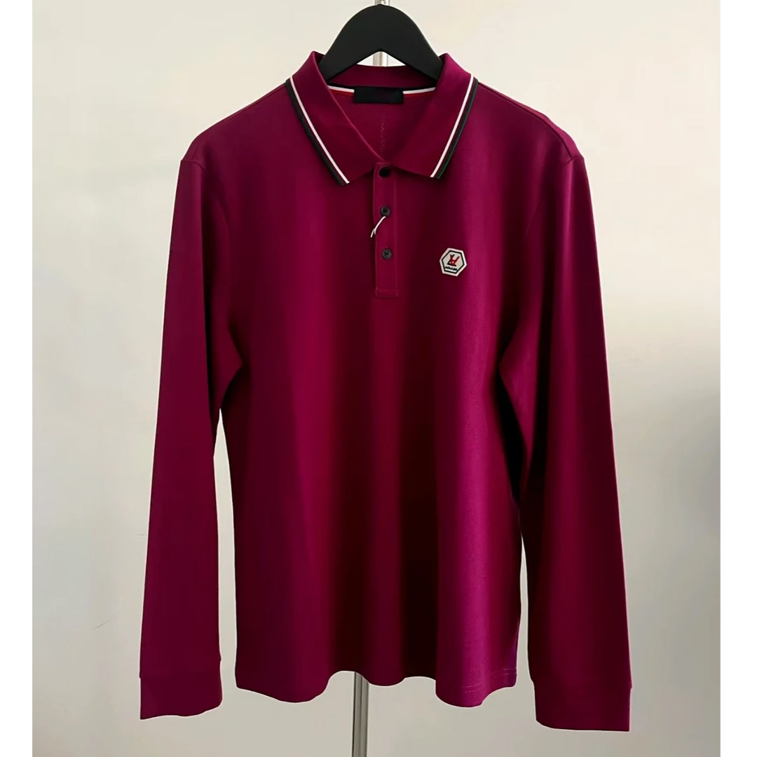 ct615男士轻奢玫红色polo衫简约时尚