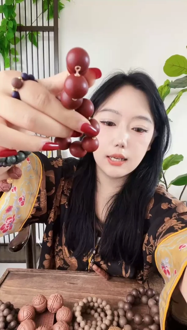 泥塑【朱砂大四合镶铜管光珠】古法合香