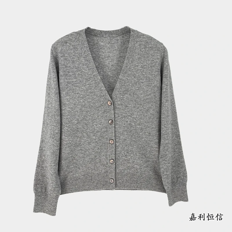 【1.0版-修身】气质出众简约百搭纯山羊绒女式V领开衫