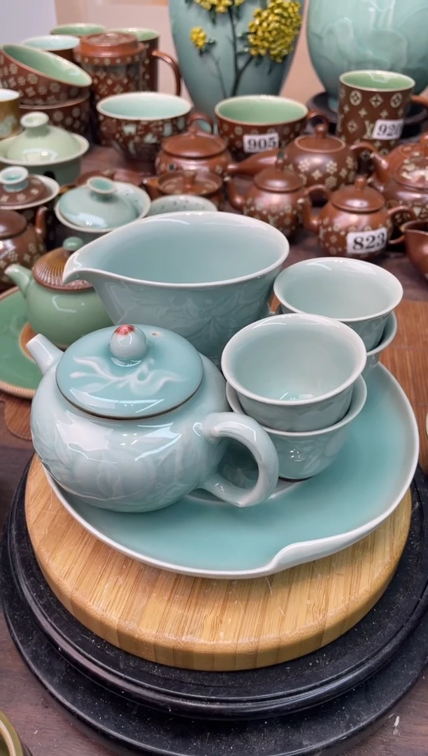 瓷纯手工1壶1公道1茶盘4个杯 特价福利 微瑕 慧仙青瓷