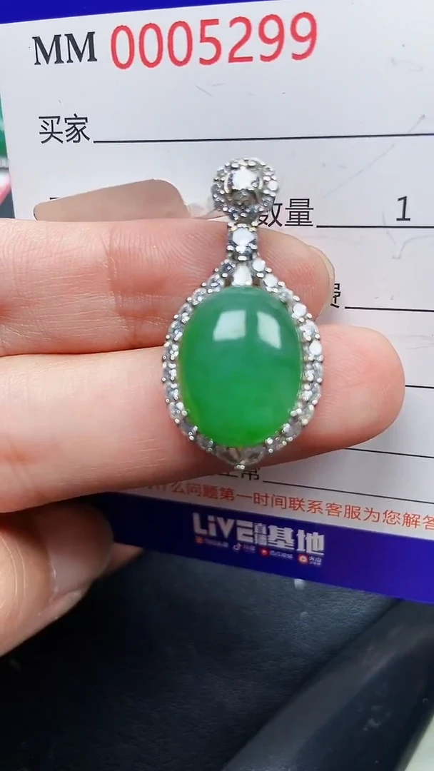 颈饰银S925镶嵌翡翠5299
