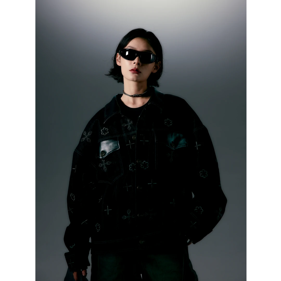 CHAWALANDRO夏瓦兰卓春季新款翻领夹克外套刺绣藏式潮牌外套