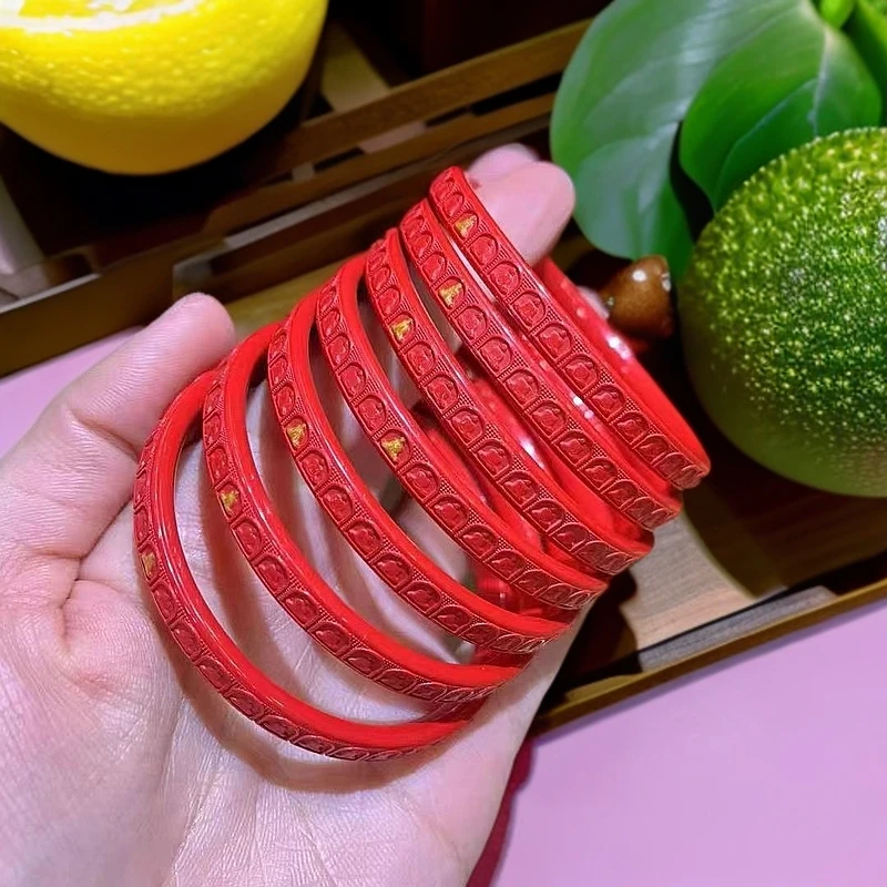 含辰砂工艺品精品水飞红砂无相万福护身手镯下单送同款万福戒指