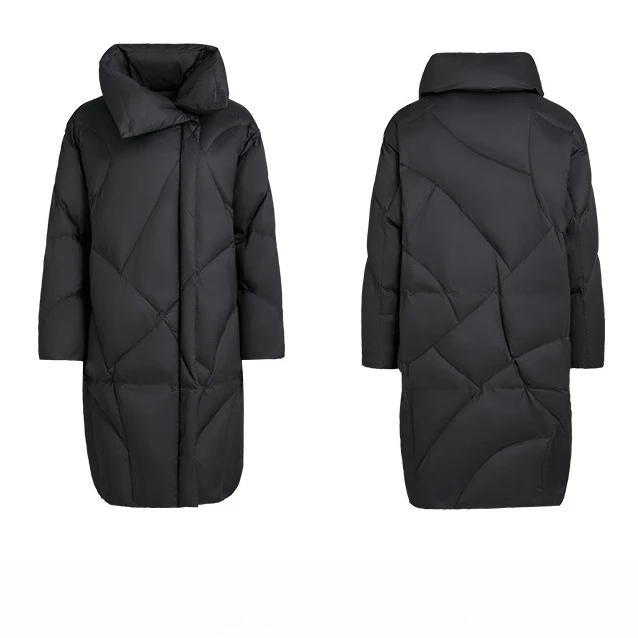 Pure Touch围巾领茧型加厚中长款羽绒服