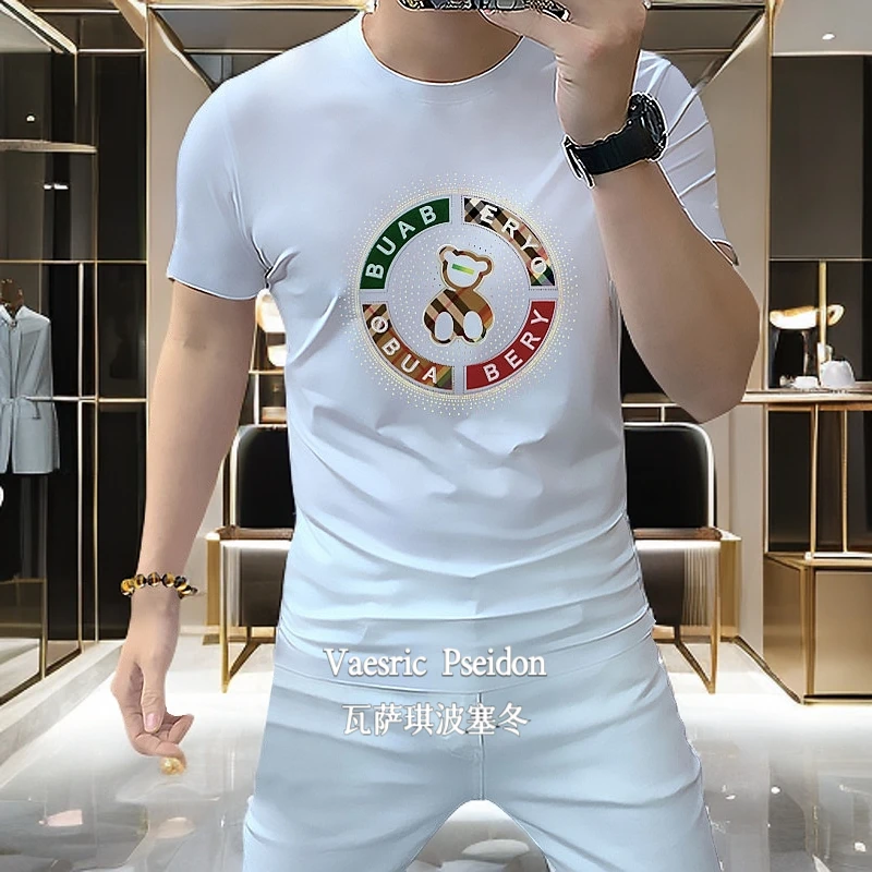 Vaesric Poseidon/瓦萨琪波塞冬男士夏季修身印花T恤半袖休闲百搭