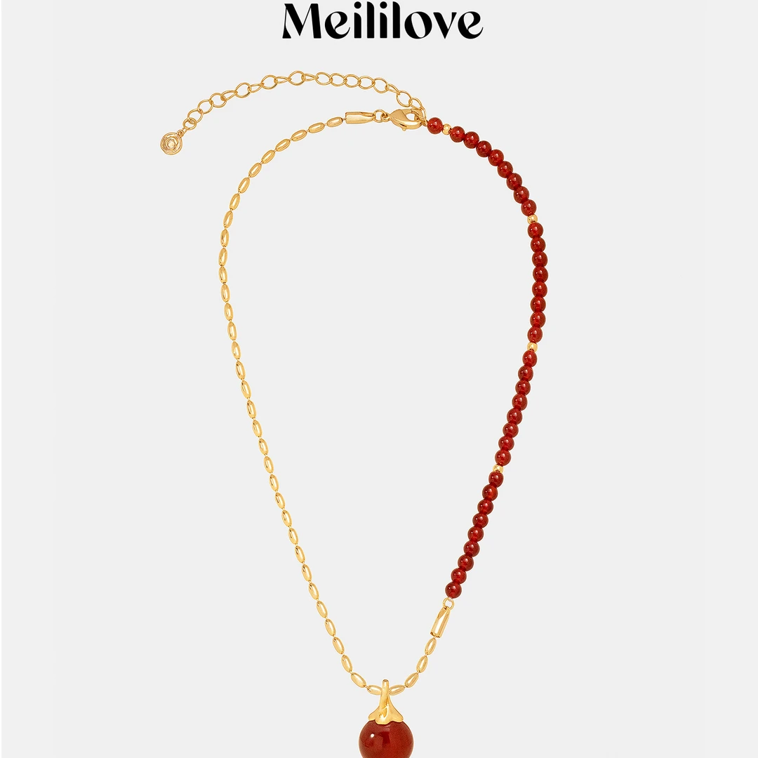 meililove/莓拉 纯铜项链 「好柿花生」中国风气质感锁骨链MN05