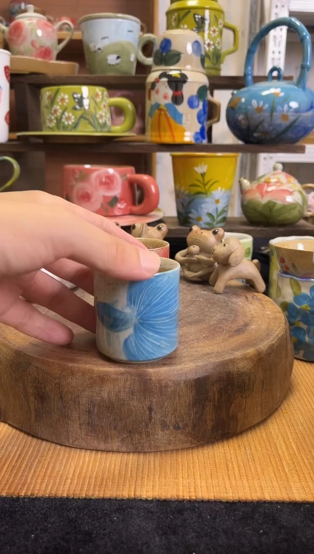 杯子手绘高温釉下陶瓷