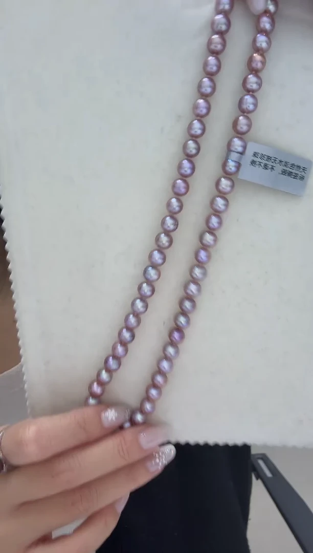 颈饰银S925镶嵌淡水珍珠紫 无核 7.3-8.3