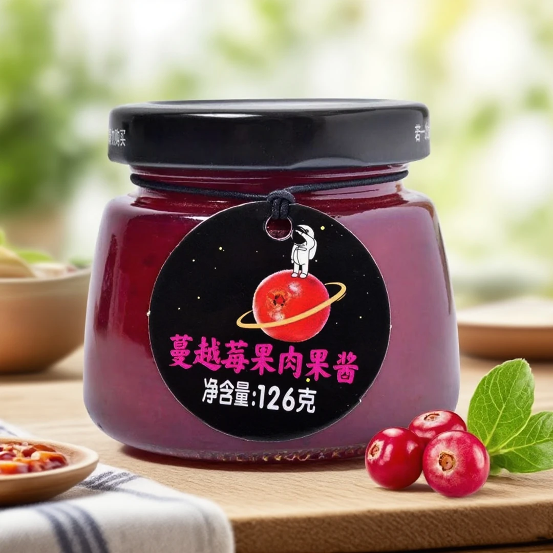 味丰蔓越莓果肉果酱126g*4瓶大果肉酸甜低脂控卡烘焙早餐必备