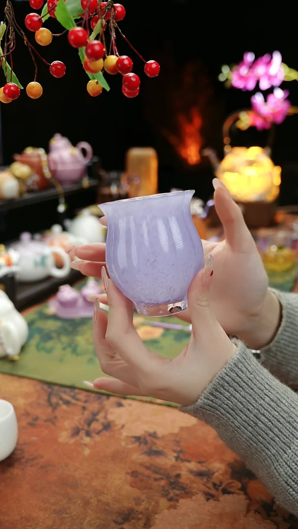 【闪购商品】紫色水晶琉璃水仙杯110cc@@@@@