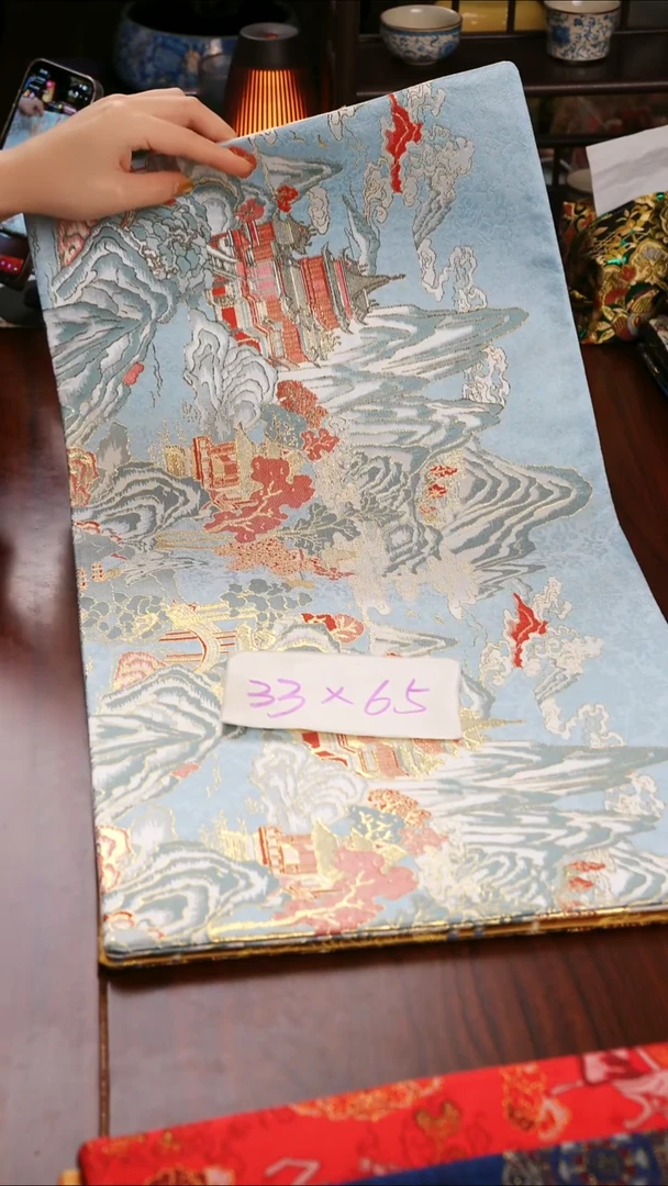 【千里江山蓝白双面】中国风干泡织锦茶席33*65