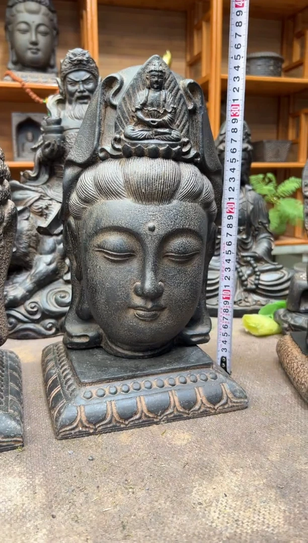 陶土观音佛首+莲花底座