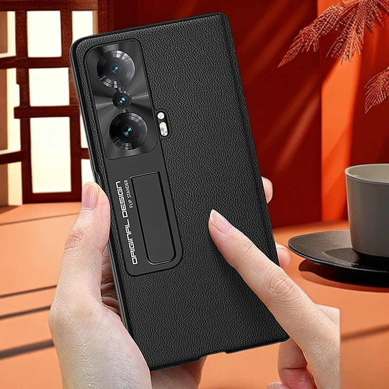 荣耀Magicvs2保护套真皮壳膜一体商务金属支架防摔全包高贵手机壳